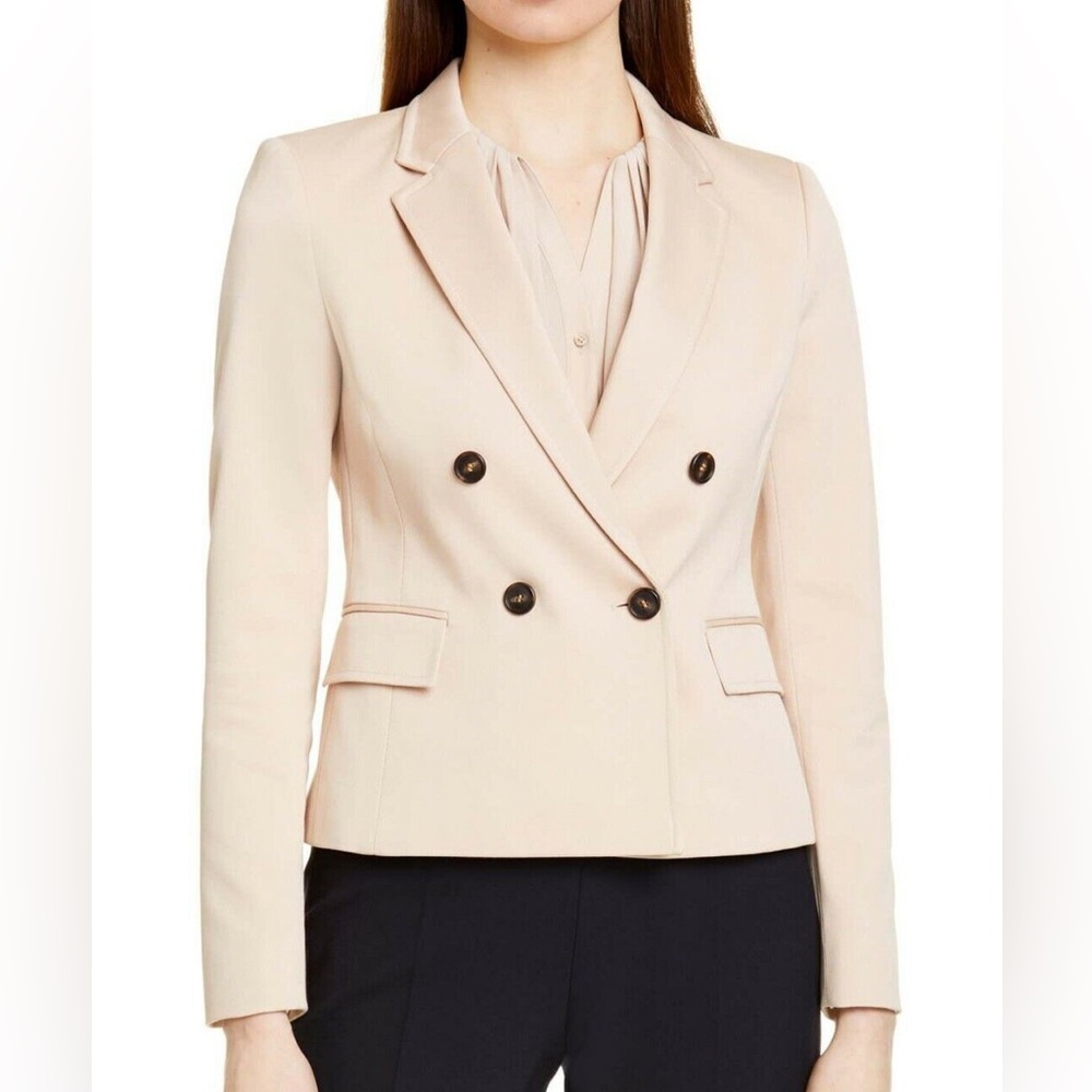 BOSS Jalarema Double Breasted Jacket, Size 4, Nude